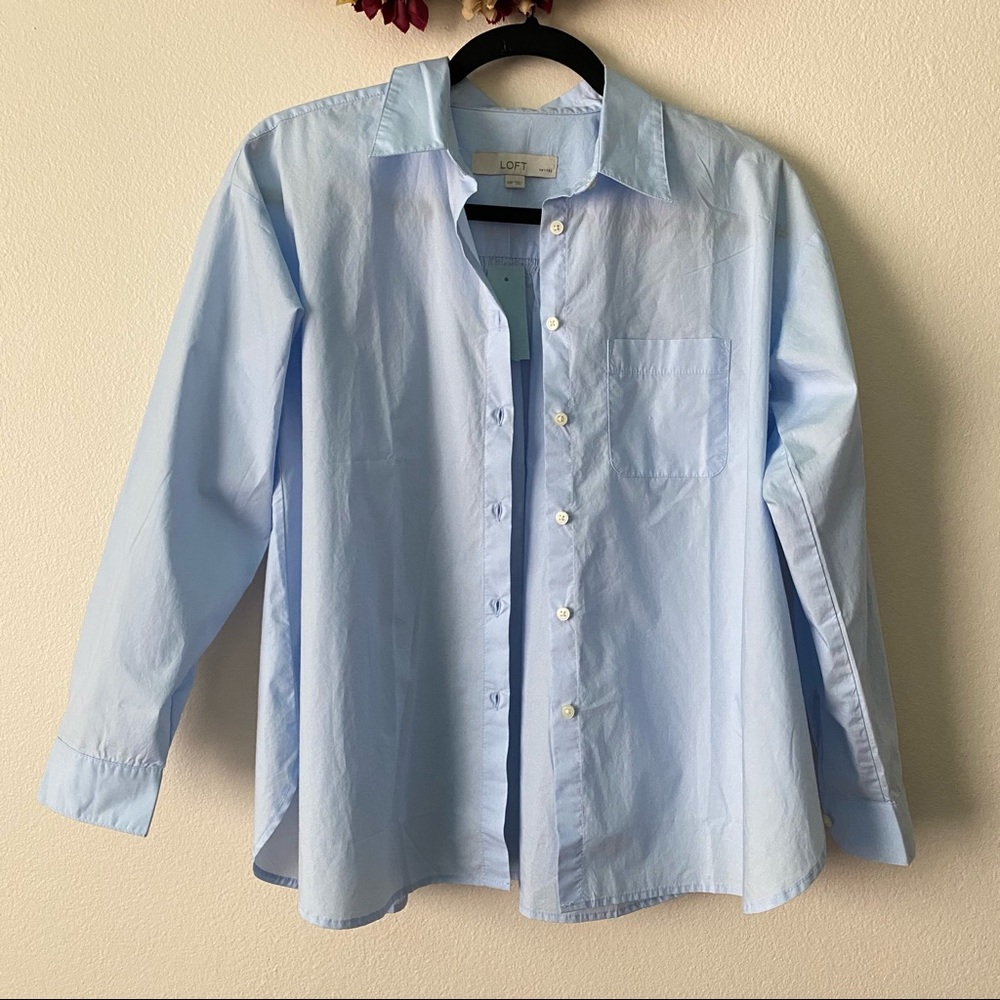Loft Oversized Blue Button Down Shirt
